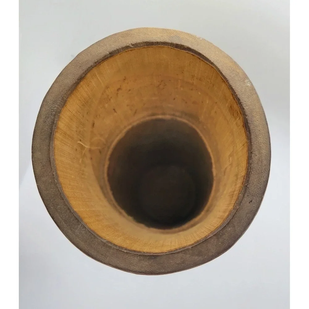 Chinese Bamboo Brush‎ Pot Carved Wooden Asian Flower Vase